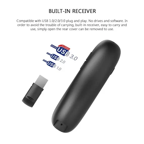 პრეზენტერი Doosl DSIT021 Rechargeable Presentation Remote with LCD Display 2.4GHz Wireless USB Point PPT Clicker Remote Control , 4 image - Primestore.ge