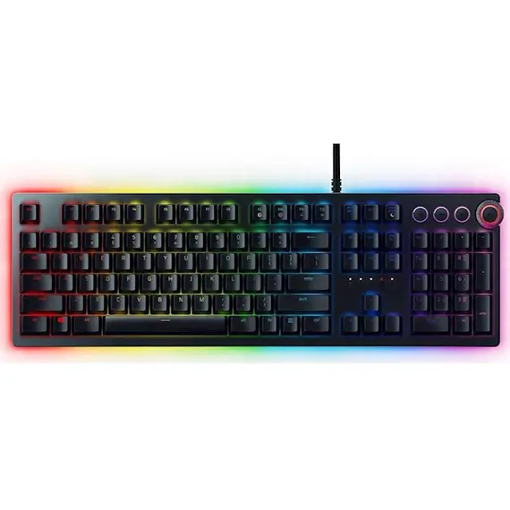 Keyboard Razer RZ03-01870700-R3R1 Gaming Keyboard Huntsman Elite, Clicky Optical Purple Switch, USB, RGB, Black
