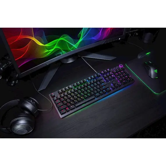 Keyboard Razer RZ03-01870700-R3R1 Gaming Keyboard Huntsman Elite, Clicky Optical Purple Switch, USB, RGB, Black, 6 image
