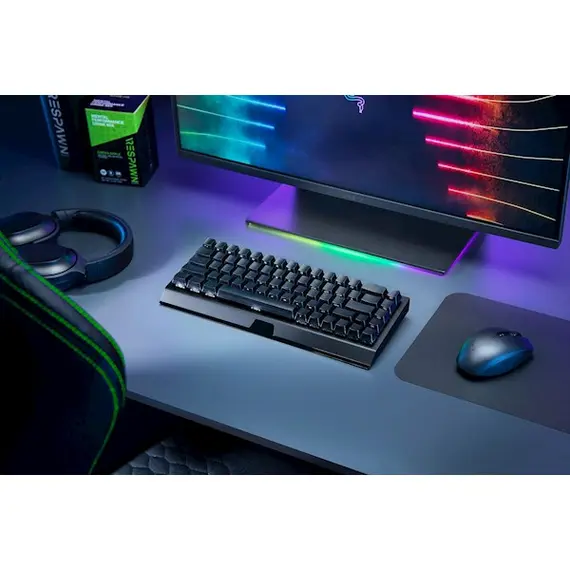 კლავიატურა Razer RZ03-03890700-R3R1 BlackWidow V3 Mini HyperSpeed Gaming Keyboard, Yellow Switch, BT, USB, RGB, Black , 4 image - Primestore.ge