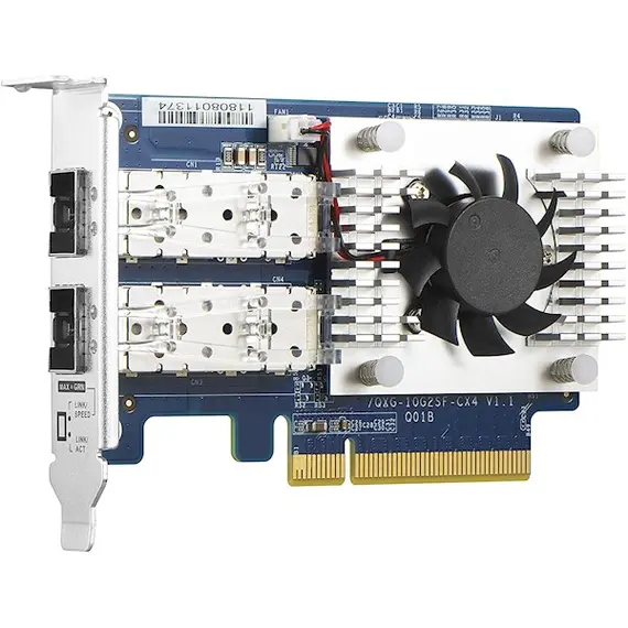 ქსელის გაფართოების ბარათი QNAP QXG-10G2SF-CX4 Dual-port SFP+ 10GbE network expansion card PCIe Gen3 x8 , 2 image - Primestore.ge