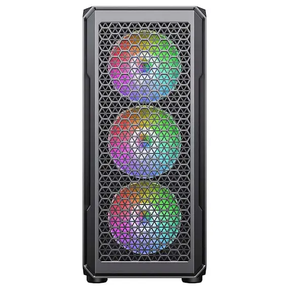 Case 2E G338 HEXAGON, Mid-Tower, ARGB, Gaming PC Case, Black, 3 image