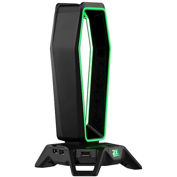 ყურსასმენის სადგამი 2E 2E-GST330UB Gaming 3in1 GST330 Headset Stand, RGB, USB, Black , 2 image - Primestore.ge