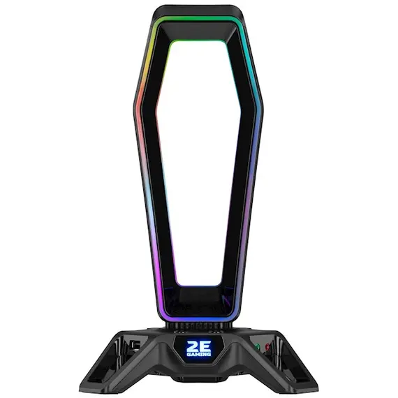 ყურსასმენის სადგამი 2E 2E-GST330UB Gaming 3in1 GST330 Headset Stand, RGB, USB, Black , 3 image - Primestore.ge