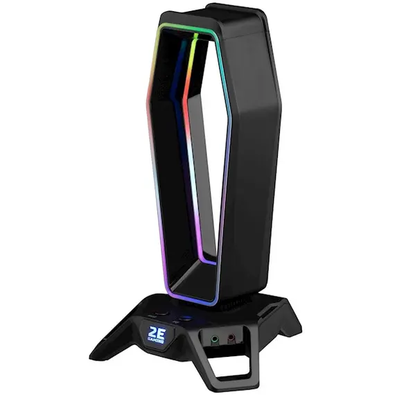 ყურსასმენის სადგამი 2E 2E-GST330UB Gaming 3in1 GST330 Headset Stand, RGB, USB, Black  - Primestore.ge
