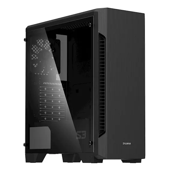 Case Zalman S3 TG, ATX Mid-Tower Computer Case, Black, 4 image