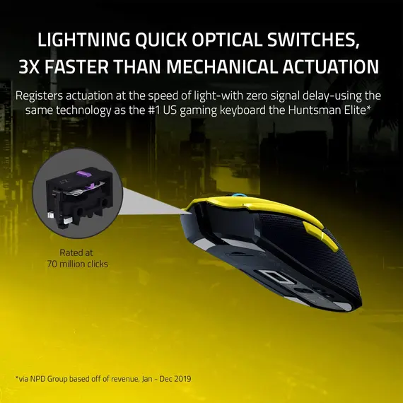 Mouse Razer Gaming Mouse Viper Ultimate & Mouse Dock Cyberpunk 2077 Edition WL RGB Yellow, 2 image