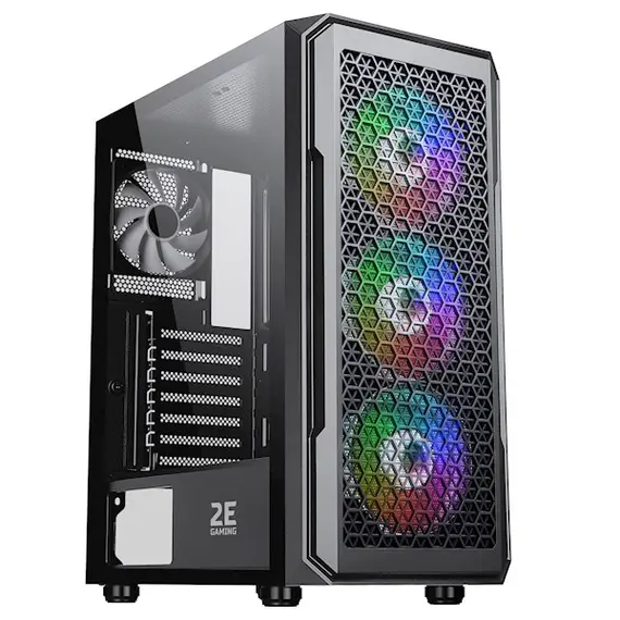 Case 2E G338 HEXAGON, Mid-Tower, ARGB, Gaming PC Case, Black