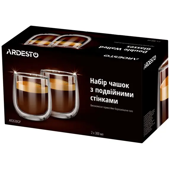 Glasses Ardesto Double wall borosilicate glass mug set, 300 ml, 2 pcs, 2 image