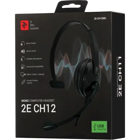 ყურსასმენი 2E CH12MU, Mono Headphones, Wired, USB, Black , 7 image - Primestore.ge
