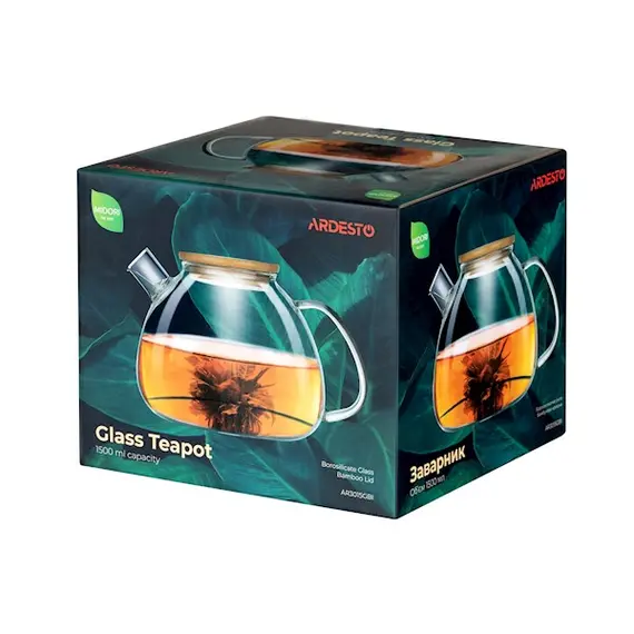 ჩაის დასაყნებელი Ardesto AR3015GBI Tea pot Midori, 1500 ml, Borosilicate glass , 2 image - Primestore.ge