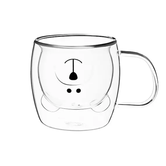 ჭიქების ნაკრები Ardesto AR2625GHA 250ml, 2 pcs Double Wall Borosilicate Glass Mug Set Animals With Handles , 2 image - Primestore.ge