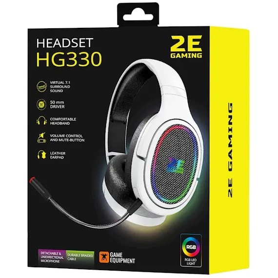 ყურსასმენი 2E HG330 RGB 7.1 (2E-HG330WT-7.1) WHITE , 9 image - Primestore.ge