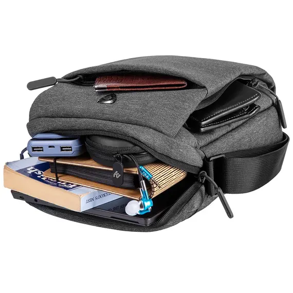 ლეპტოპის ჩანთა 2E Vertical Bag, Melange 10", Black , 6 image - Primestore.ge