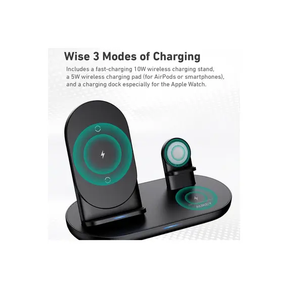 Wireless charger Aukey 3 in 1 10W AirCore Wireless Charging Station, 2 image