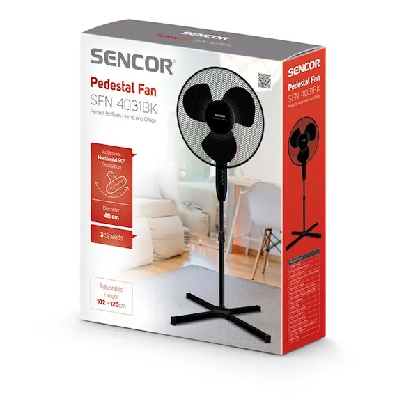 ვენტილატორი Sencor SFN 4031BK Fan, 3-in1 Function, Diameter- 40 cm, 625 x 625 x 1260mm, 40 W , 2 image - Primestore.ge