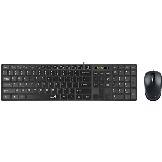 კლავიატურა და მაუსი Genius, Keyboard Slim SlimStar C126, RU, USB Black GK-21003  - Primestore.ge