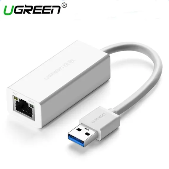 ლან ადაპტერი UGREEN CR111 (20255) USB to LAN Rj45 3.0 Gigabit Ethernet Adapter (White)  - Primestore.ge