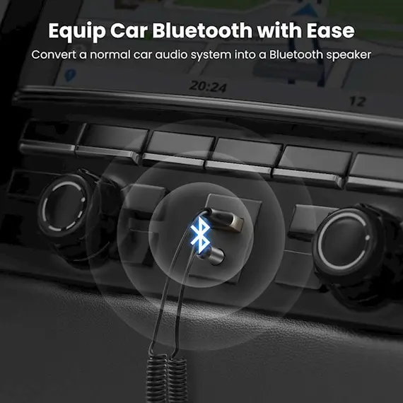 აუდიო ადაპტერი UGREEN CM309 (70601) USB to Aux Car Bluetooth 5.0 Receiver Audio Adapter Black , 2 image - Primestore.ge