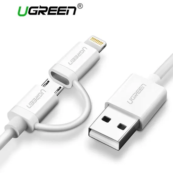 USB cable UGREEN US178 (20876) USB 2.0 to Micro USB + Lightning (2 in 1) Data Cable 1M