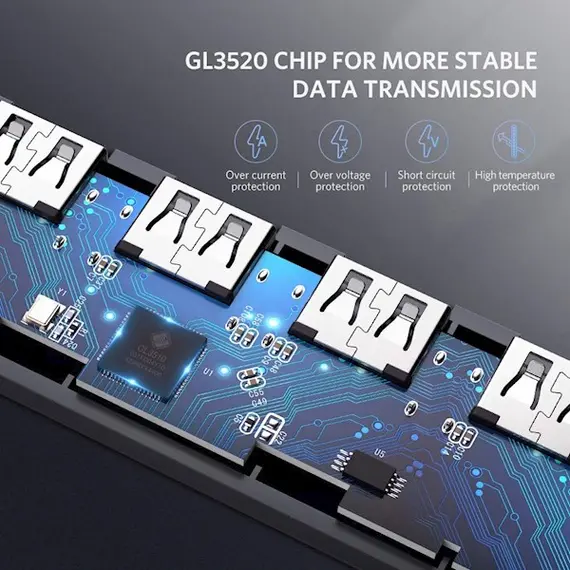 USB ჰაბი UGREEN CM219 (50985) UGREEN USB 3.0 4 Ports USB Hub Gray , 6 image - Primestore.ge
