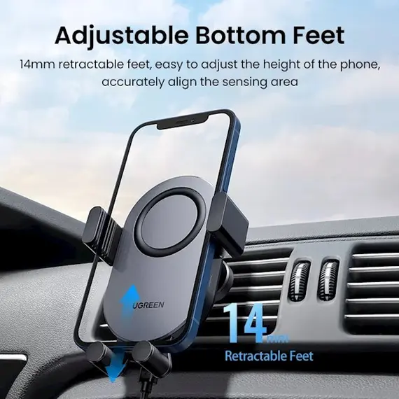 მობილურის დამტენი UGREEN CD256 (40118) Wireless Car Charger, 15W Auto Induction Phone Holder, Black , 6 image - Primestore.ge