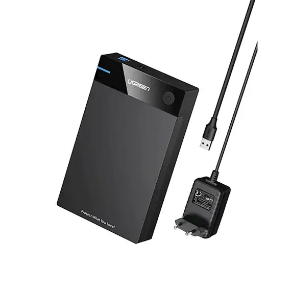 მყარი დისკის ქეისი UGREEN US222 (50422) USB 3.5 Inch HDD Enclosure SSD SATA USB 3.0 power Adapter , 3 image - Primestore.ge