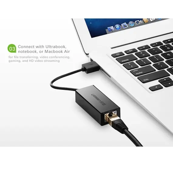 ლან ადაპტერი UGREEN EA20254 (20254) USB to LAN 10/100Mbps Ethernet Adapter (Black) , 3 image - Primestore.ge