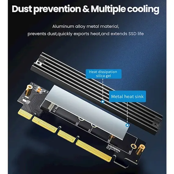 ადაპტერი Ugreen CM465 (30715), UGREEN PCIe 4.0(16×) to M.2 NVMe Expansion Card , 3 image - Primestore.ge
