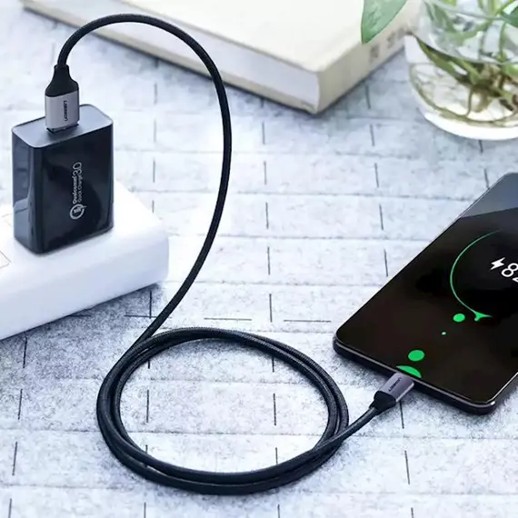 USB კაბელი UGREEN US290 (60147) USB 2.0 A to Micro USB Cable Nickel Plating Aluminum Braid 1.5m (Black) , 8 image - Primestore.ge