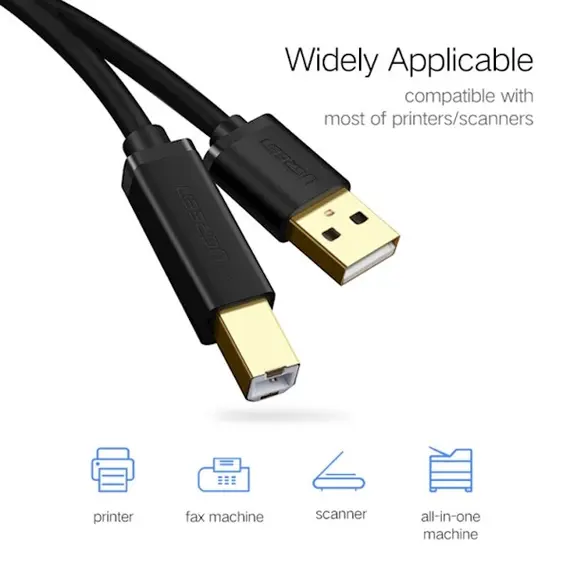 პრინტერის კაბელი UGREEN US135 (10350) USB 2.0 AM to BM print cable 1.5M , 2 image - Primestore.ge
