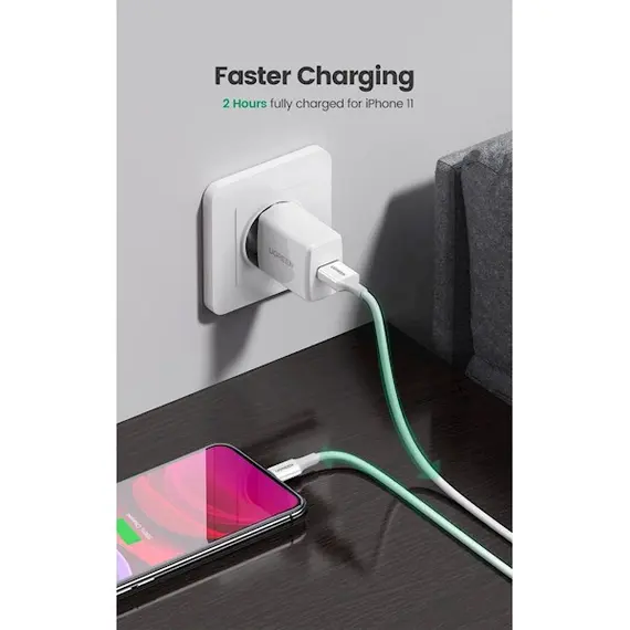 კაბელი UGREEN USB-A Male to Lightning Male Cable Nickel Plating ABS Shell 1m (Black) , 2 image - Primestore.ge