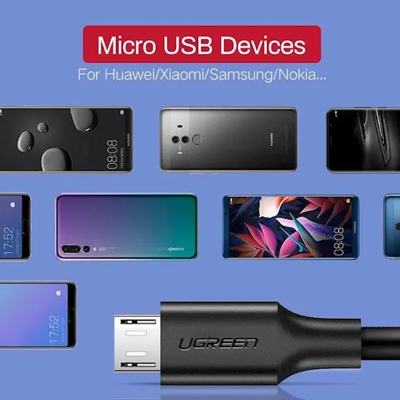 USB კაბელი UGREEN US289 (60137) 1.5m usb 2.0 male to micro usb data cable black , 6 image - Primestore.ge