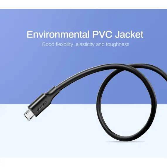 USB კაბელი UGREEN  US289 (60136) 2.0 A to Micro USB Cable Nickel Plating 1m (Black) , 4 image - Primestore.ge