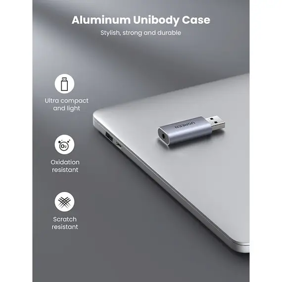 USB ხმის ბარათი UGREEN USB 2.0 to 3.5mm Audio Adapter (CM383) 80864 , 5 image - Primestore.ge