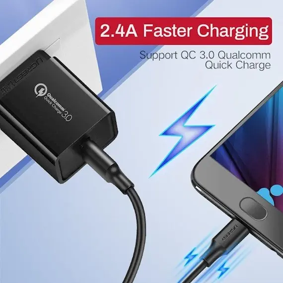 USB კაბელი UGREEN US289 (60137) 1.5m usb 2.0 male to micro usb data cable black , 3 image - Primestore.ge