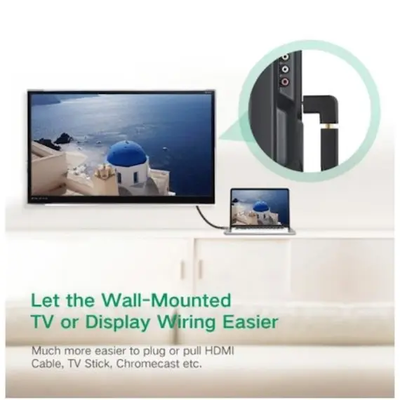 კუთხის HDMI ადაპტერი UGREEN HD112 (20109) HDMI Male to Female Adapter Down , 3 image - Primestore.ge