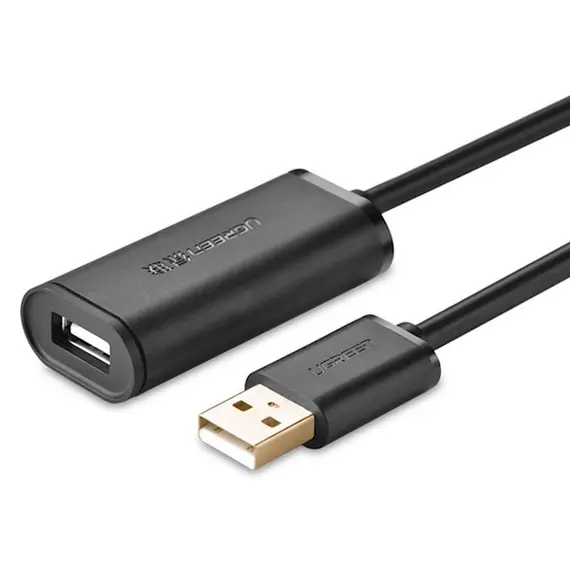 USB დამაგრძლებელი UGREEN US121 (10319) USB 2.0 Active Extension Cable with Chipset 5m (Black) , 2 image - Primestore.ge