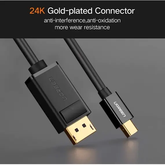 კაბელი UGREEN MD105 (10477) Mini DP to DP Cable 1.5m (Black) , 2 image - Primestore.ge