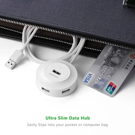 USB ჰაბი UGREEN CR106 (20270) USB 2.0 4 PORTS HUB 1M WHITE , 6 image - Primestore.ge