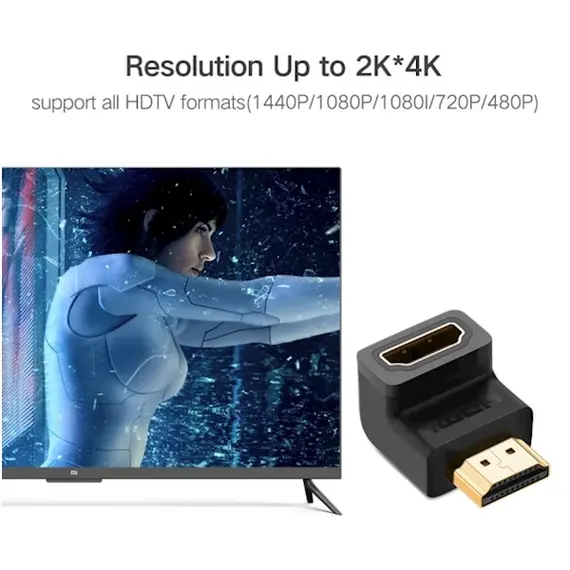 კუთხის HDMI ადაპტერი UGREEN HD112 (20109) HDMI Male to Female Adapter Down , 2 image - Primestore.ge