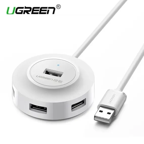 USB ჰაბი UGREEN CR106 (20270) USB 2.0 4 PORTS HUB 1M WHITE  - Primestore.ge