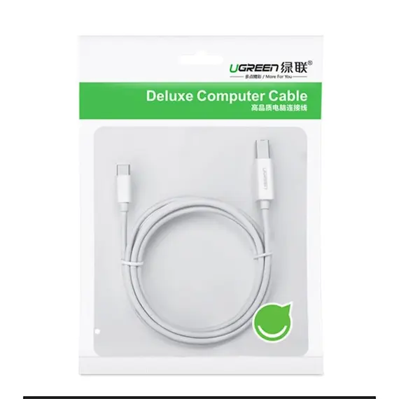 Printer cable UGREEN US241 (40417) USB Type C to USB-B Cable White 1.5M, 4 image