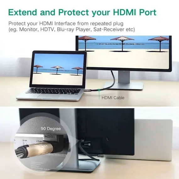 კუთხის HDMI ადაპტერი UGREEN HD112 (20109) HDMI Male to Female Adapter Down , 5 image - Primestore.ge