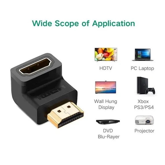კუთხის HDMI ადაპტერი UGREEN HD112 (20109) HDMI Male to Female Adapter Down , 6 image - Primestore.ge