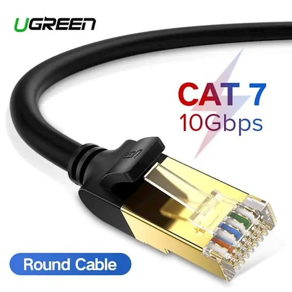 ქსელის კაბელი UGREEN NW107 (11229) Cat7 Patch Cord STP Ethernet Lan Cable 0.5m (Black) , 8 image - Primestore.ge