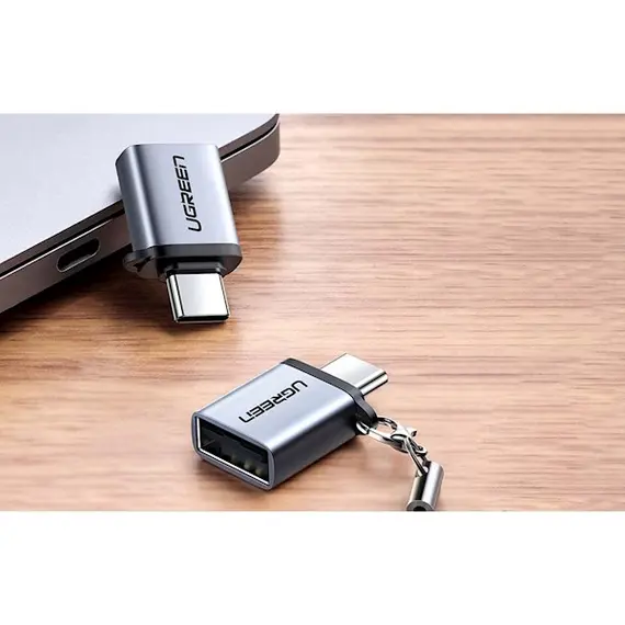USB ადაპტერი UGREEN US270 (50283) OTG Type C to USB 3.0 A Adapter Cable with Lanyard (Black) , 3 image - Primestore.ge
