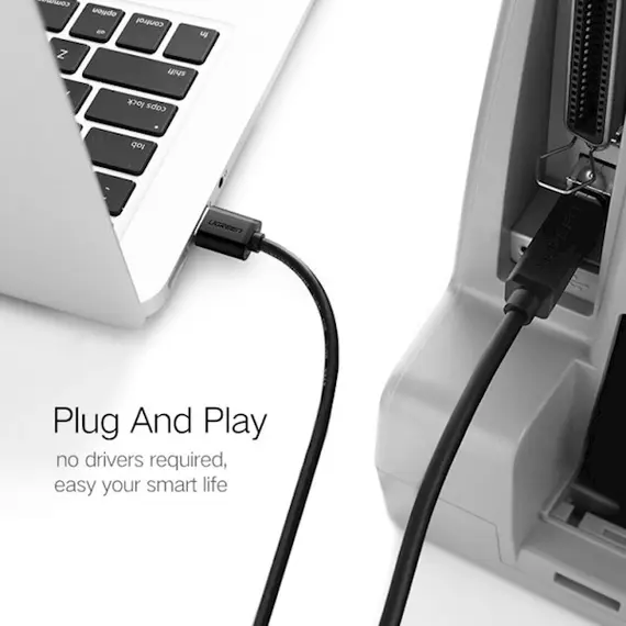 პრინტერის კაბელი UGREEN US135 (20847) USB 2.0 AM to BM Print Cable 2M Gold-Plated (Black) 2M , 3 image - Primestore.ge