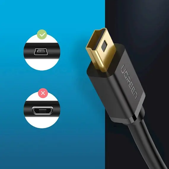 USB კაბელი UGREEN 10385 USB 2.0 A Male to Mini 5 Pin Male Cable 1.5m (Black) , 3 image - Primestore.ge