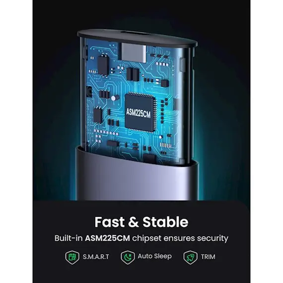 გარე მყარი დისკის ქეისი UGREEN CM400 10902 USB-C Female to M.2 M-Key 10G Enclosure C TO C Cable 50cm , 2 image - Primestore.ge